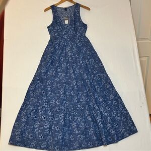 Universal Thread Boho Blue Floral Resortwear-Feminine-Maxi A-Line Dress Sz S